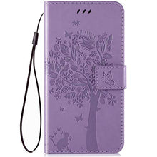 Robinsoni Custodia Compatibile con Xiaomi Play Cover Folio a Fogli Mobili Cover Libro Pelle PU Case Taccuino Cover Portafoglio Custodia Libretto Retro Flip Caso Gatta in Rilievo Cover,Viola chiaro