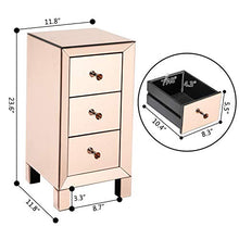 æ— Comodino in vetro a specchio, tavolo a specchio con 3 cassetti e tavolino da salotto per camera da letto/soggiorno