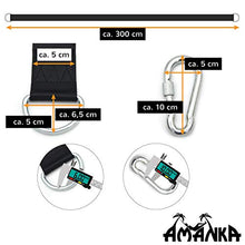 AMANKA Kit per Appendere Sedia sospesa 150Kg ad Albero 1x Cinghia 300x5cm Nero