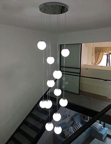 12 sfere di vetro lampadario a sospensione moderno lampadario a sospensione per lampadario villa scala duplex lungo lampadario a LED, 50x250cm di grandi dimensioni (Size : A) - Arredi Casa