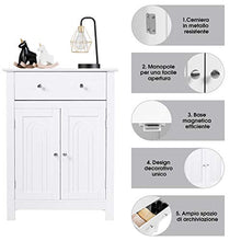 COSTWAY Armadietto da Terra per Bagno, Mobile Autoportante con Cassetto e Mensole, in Legno, Bianco 80x60x30 cm