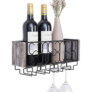 Vencipo Portabottiglie Vino Metallo per 4 Calici Vino Rosso Organizer, Mensole da Muro Design per Cantinetta Vino, Scaffale Metallo Vino Accessori per Sala da Pranzo, Camera da Letto e Cucina.