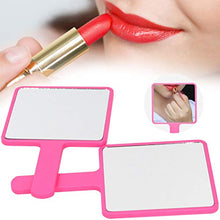 Specchio da trucco, 2 pz singolo lato maniglia specchio trucco salone di bellezza portatile palmare specchio cosmetico (L) rosa rosso