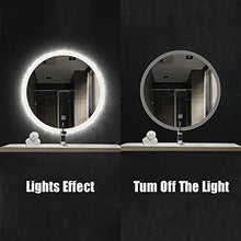 Specchio Bagno Rotondo Illuminato da 60 Cm - Specchio Trucco Intelligente per Camera da Letto A Parete con Interruttore a Sfioramento Luminoso per La Rasatura Cosmetica del Trucco
