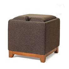 TOPYL Deposito Ottoman Poggiapiedi Sedia Sedile, Moderna Imbottita Piccolo Quadrata Sgabello Divano con Legno Gambe & Tavolino Vassoio di, Quadrato Organizzatore per Camera-h 38x40x40cm(15x16x16inch)