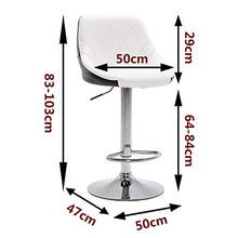 Sedia da bar in pelle, sedia da bar semplice, sedia da bar con schienale, sedia da bar con cassa, sedia da bar con ascensore, set da 2 (bianco-1)