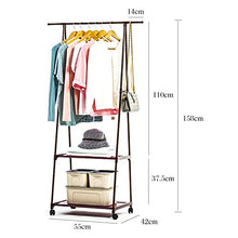 XYBB Armadio Camera da Letto 4 Colorful Floor Standing Clothes Hanging Racks W/Ruota Mobili in Stile Semplice 158 * 55 * 42cm Rosa