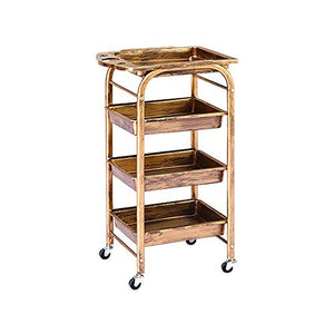 YIN YIN Carrello per Ripiani Cucina Rack Classic Ruota Mobile Multifunzione in Metallo Scaffale Soggiorno Camera da Letto 35X30X80cm Carrello a rulli (Color : Gold)