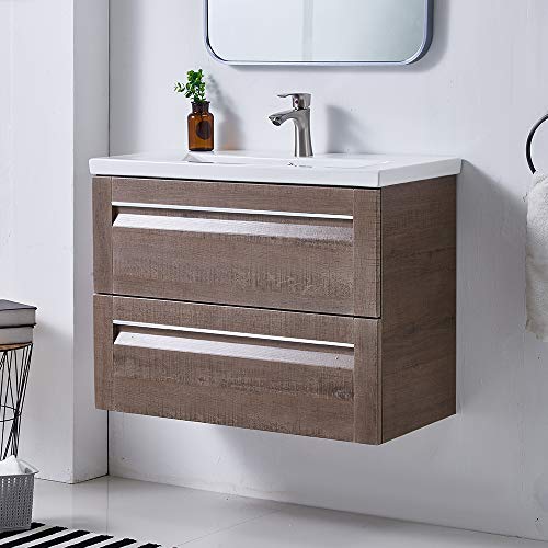 ATUM HOME - Mobiletto da parete con lavabo, guardaroba, con 2 cassetti, grande, 800 mm