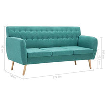 Festnight Divano a 3 Posti, Divano Ufficio, Divani da Soggiorno, Divano Salotto in Stoffa Imbottito Verde 172x70x82cm