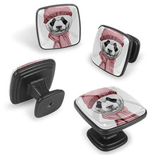Portrait of Panda with hat and scarf Pomelli per Porta Set di 4 Pomelli per Mobili Manopole per Cassetti Cucina Armadio Vetro