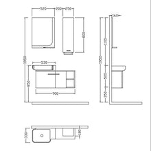 Homemania PLA-1103 Set Mobili Polo 96 da Bagno, Antracite, Bainco, in MDF, Ceramica, Specchio, Metallo