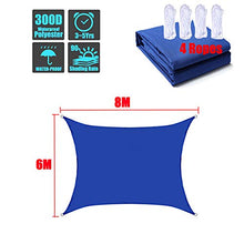 CH-GTJ Tenda da Sole A Vela, Protezione Solare Esterna Impermeabile Awing Rettangolo Baldacchino 98% UV per Posto Auto Coperto Patio Esterno di Grado con Corda Libera,Blu,6X8m