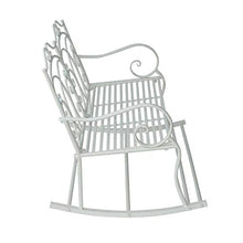 miozzi Panchina a Dondolo da Giardino 2 Posti in Ferro Shabby Bianco 102x74.5x78 cm
