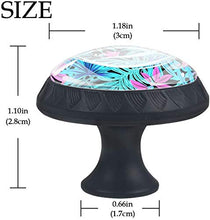 Pianta tropicale Rosy Leaves Pattern blu Pomelli per Porta Set di 4 Pomelli per Mobili Manopole per Cassetti Cucina Armadio Vetro