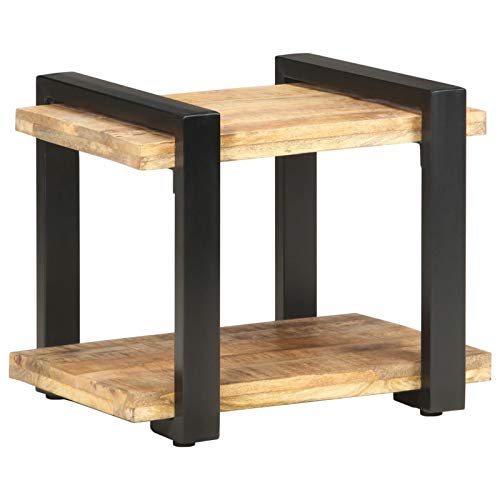 Tidyard Comodino 50x40x40 cm in Legno di Mango Grezzo,per Soggiorno, Camera da Letto, Balcone,può Servire Come Comodino, Armadietto, Tavolino