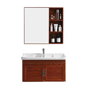 YLiansong-home Mobile da Bagno Specchio Combinazione del gabinetto del gabinetto del Bagno di Alluminio dello Spazio del Mobile dello Specchio Semplice Set di armadi per lavabo da Bagno