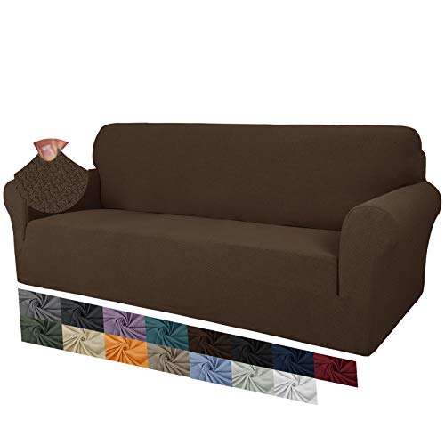 MAXIJIN Fodere per divano jacquard creative per 3 posti, 1 pezzo copridivano antiscivolo super elasticizzato per cani copridivano elastico (3 Posti, Caffè Scuro)