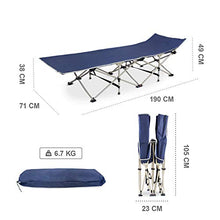 Todeco - Letto Pieghevole per Spiaggia, Lettino Regolabile - Materiale: Poliestere 600D, Tubi di Acciaio - Carico Massimo: 150 kg - 190 x 67 x 35 cm, Blu Navy