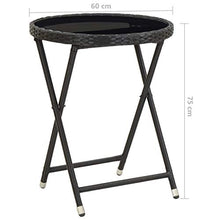 Goliraya Tavolino da caffè Giardino Esterno Pieghevole in Polyrattan e Vetro/Legno,Tavolino da Giardino Pieghvole in Rattan,Tavolino da Esterno Pieghevole,Tavolino Pieghevole 60x75 cm