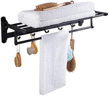 AINIYF Bagno Bagno Doccia Mensola Organizzatore Parete portasciugamani Alluminio dello Spazio Rettangolare igienici Punch Libero Hook up 2 Livello, Nero