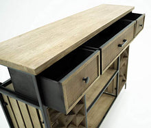giordano shop Cantinetta Portabottiglie 124x32x94 cm con Portabicchieri in Ferro e Legno Sid Nera