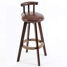 XEWNEGTZI Sgabello da Bar Rotante Sedie da Bar con Schienale Basso, Gambe in Legno Massello E Cuscino in PU, Sgabelli Alti per Colazione in Cucina, Carico 150 kg (7 Colori)(Color:Marrone)