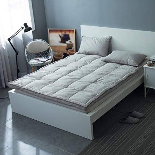 Nileco Ultra Soft Materassino Trapuntato,Addensare Dormire Coprimaterasso Pieghevole Tatami Tappetino Regina & Re Lavabile Rotolo da Letto Giapponese-Grigio Queen