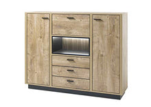 AVANTI TRENDSTORE - Vidina - Comó in Legno Laminato di Quercia Ribbeck/Nero. Dimensioni Lap 157x124x40 cm