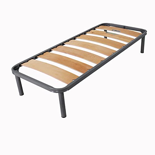 Somnus SANA Rete Letto Ortopedica Singola 80x190 cm Doghe Legno e Struttura Acciaio Piedi Avvitabili H 35