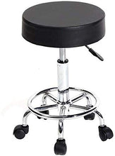 LIZHIQIANGdiaodeng Rotonda Sgabello Rotazione di 360 Gradi Bar Stool 5 Ruote girevoli Sedia for Sala da Pranzo Cucina Salotto Sala di Ricreazione Office Cafe, Nero, Bianco (Color : Black)
