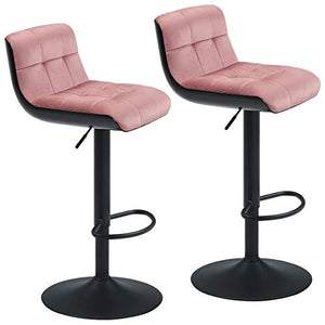 Duhome 2X Sgabelli da Bar plastica + Similpelle Regolabile in Altezza Girevole Design Unico Selezione Colore 205, Colore:Rosa, Materiale:Velluto