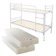 Filoben-com Letto a Castello Bianco Rete a doghe Completo di 2 materassi in Offerta Made in Italy