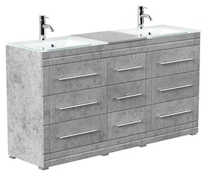 Mobile bagno a terra Vitro Modern con lavabos in vetro grigio cemento