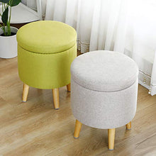Tonda, Tessuto Cuscino Imbottita Piccolo Taburete Sgabello, Moderna Home Poggiapiedi con Rimovibile Legna Gambe Kids' Sgabelli-g 30x32cm(12x13inch)