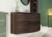 Mobile da bagno color Rovere - Misura: L.135 P.51/21 cm - Finitura: Rovere Tabacco, Laccato Lavanda Lucido - Top: Cristallo con vasca integrata colore Lavanda - 100% made in Italy