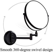 LYHY Specchio cosmetico da Parete 3X Nero, Specchio ingranditore Girevole a 360 °, Specchio da Barba per Il Bagno,? Specchio cosmetico bifacciale da 20 cm, Specchio da Parete Pieghevole