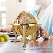 Mappamondo antico impermeabile con staffa in metallo e mappamondo base con bussola, per arredo scrivania(25cm)