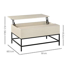 HOMCOM Tavolino Sollevabile da Salotto, Tavolo da Caffè in Legno con Piano Alzabile e Vano Contenitore, 90x60.5x45.5cm