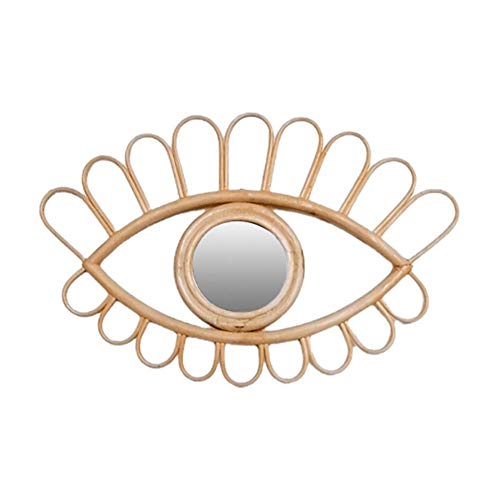 GUANGYING Specchio per Il Trucco A Forma di Occhio Specchio Decorativo A Parete Specchio per Il Trucco Decorativo in Rattan Comò E Specchio A Parete per Il Bagno Artigianato
