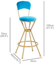 HLWJXS Sedia Sgabelli da Bar Struttura Imbottita Sedia da Pranzo in Metallo Stile Moderno, con Schienale Sedia da Pranzo per Pub, Ristorante, Cucina Di Casa,Set Di 2
