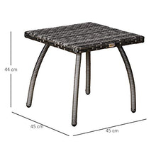 Outsunny Tavolino in Rattan Sintetico da Esterno, Giardino, Terrazzo Impermeabile Grigio 45x45x44cm