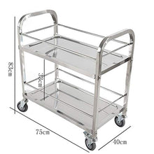MEI XU Carrelli di Stoccaggio Scaffale - Carrelli per la tavola di Raccolta Carrello Multifunzione per la Consegna di Alimenti in Acciaio Inossidabile con 2 Piani Carrelli di Utilità