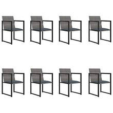Tidyard Set da Pranzo da Giardino 9 pz con Cuscini in Polyrattan Grigio,Set da Pranzo Giardino,Set di Mobili,per Balcone, Giardino o Terrazzo