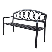 Panchina da giardino in metallo panchina per parco giochi, Sedia per il tempo libero da esterno in ghisa da 140 cm con schienale e braccioli, Mobili da giardino a 3 posti resistenti alle intemperie
