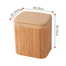 MAHFEI-Cestini Portaoggetti Bauletto Portaoggetti in bambù Sgabello Tessitura A Mano Bello E Raffinato Cuscino in PU Flip Cover Forte capacità Portante Camera da Letto