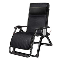 Sywlwxkq Sedia Relax da Ufficio con Balcone Sedie da Giardino reclinabili in Metallo Resistente Nero con portabicchieri | Sedia Portatile Pieghevole Oversize per Adulti | Sedie a Sdraio da