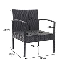 Mendler Salottino da Esterno Giardino HWC-F56 polyrattan - Nero con Cuscini Avorio