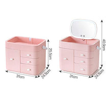 LFK Nuovo Multi-funzione USB Jack Storage Caso Cosmetico LED Touch Interruttore Trucco Specchio Creativo Mano Lampada Luce Trucco Box Bellezza Specchio