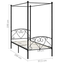 BIGTO - Struttura per letto a baldacchino, in metallo, per camera da letto, stile nero, 90 x 200 cm